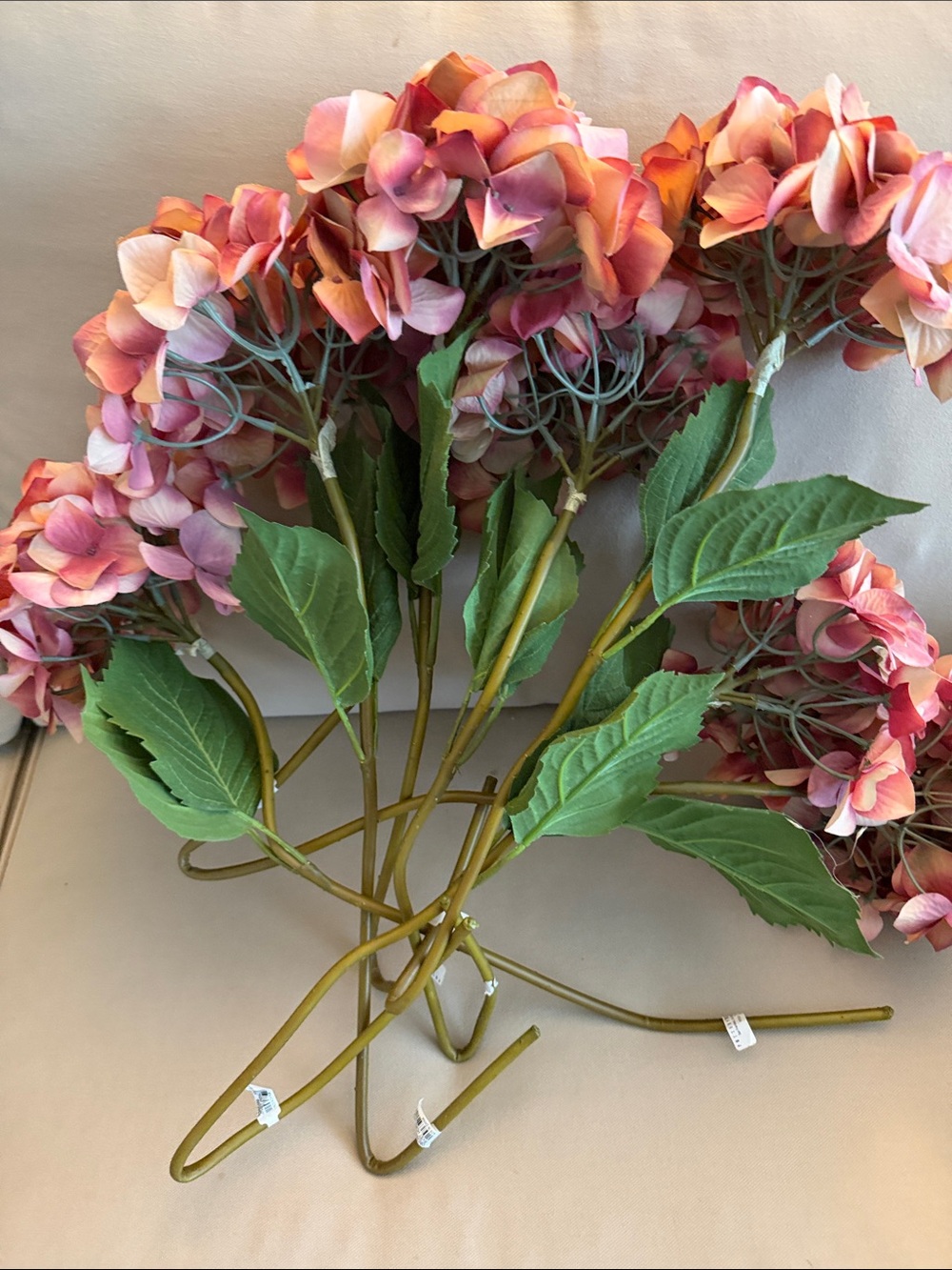 Pottery Barn Stems Hydrangea Pink Coral Bundle of 7